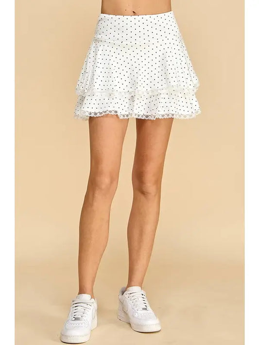 POINTELLE POLKA DOT DOUBLE LAYER SKIRT