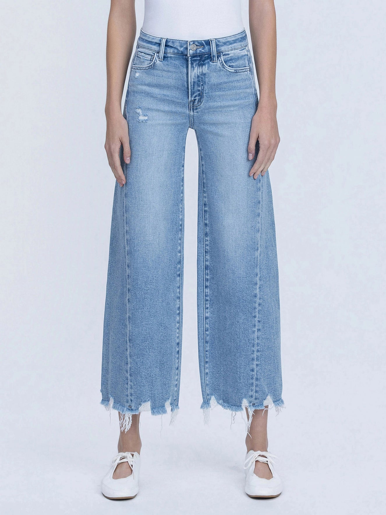 HIGH RISE SIDE PANEL CROP JEANS