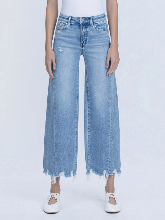HIGH RISE SIDE PANEL CROP JEANS