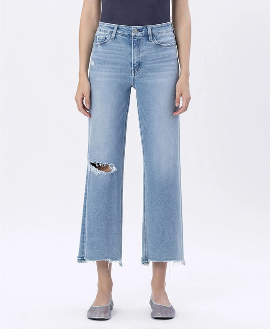 ENVIABLY HIGH RISE WIDE LEG CROP JEANS