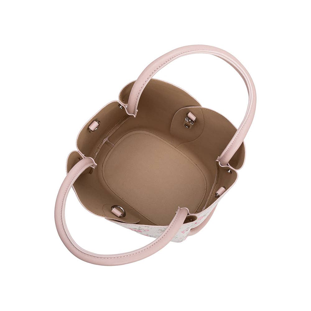 Tulip Pink Flowers Recycled Vegan Leather Top Handle Bag