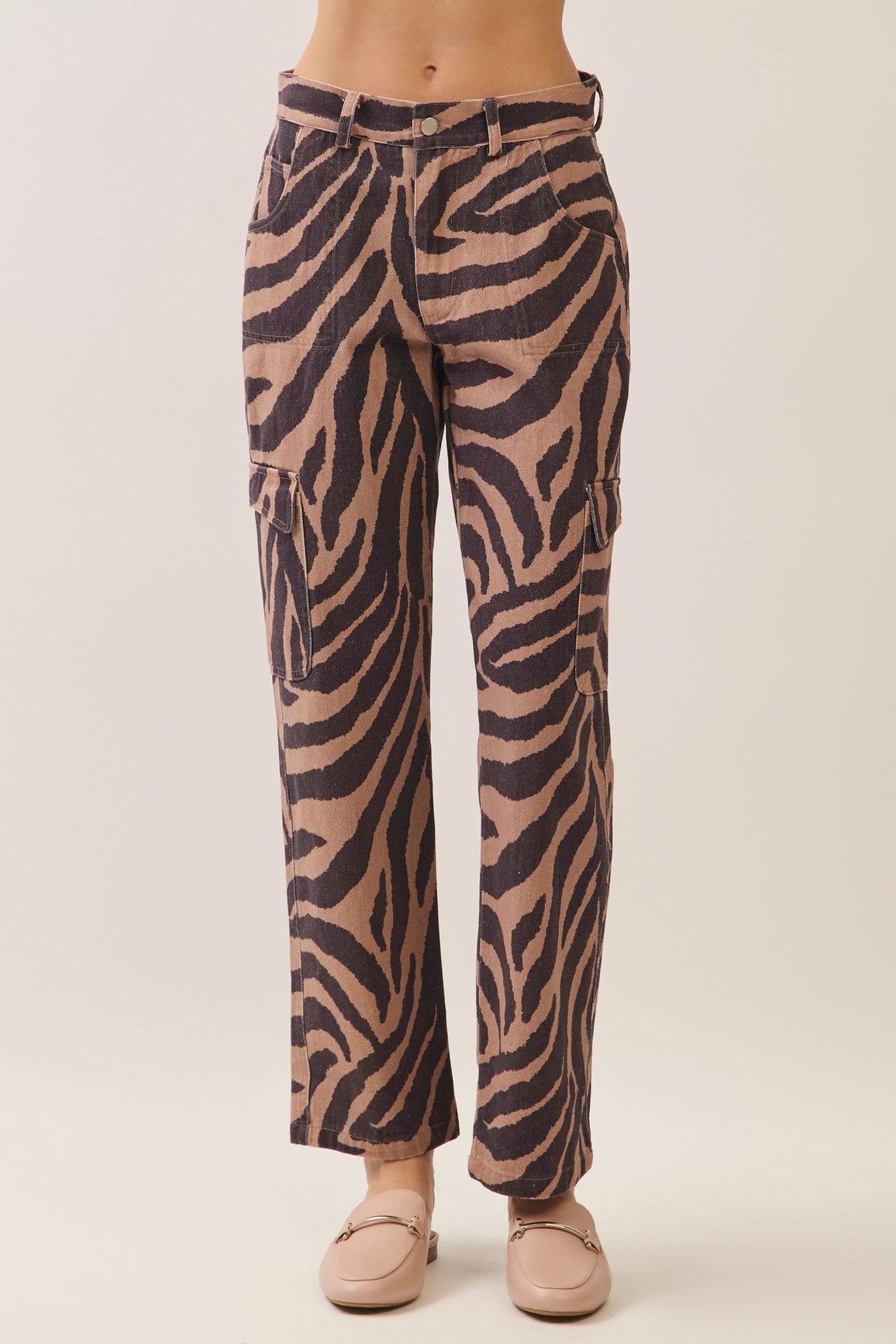 ZEBRA STRAIGHT LEG CARGO PANTS