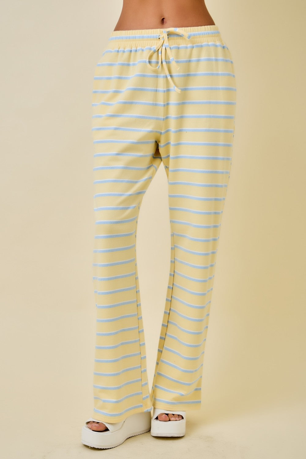 TRENDY STRIPE WIDE PANTS WITH DRAWSTRING- 3 COLORS