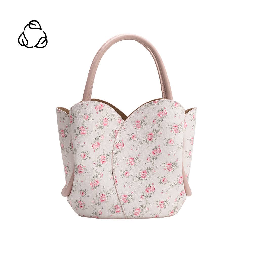 Tulip Pink Flowers Recycled Vegan Leather Top Handle Bag