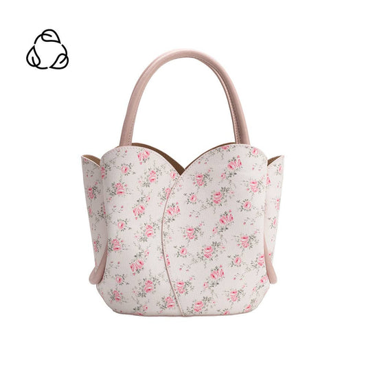 Tulip Pink Flowers Recycled Vegan Leather Top Handle Bag
