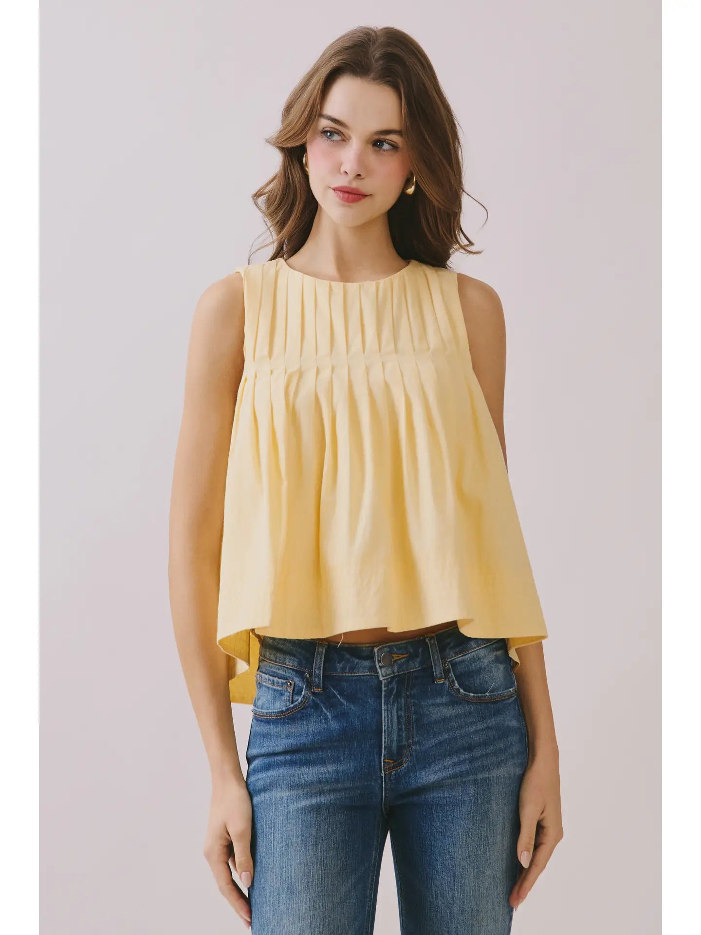 PLEATED HIGH LOW TOP