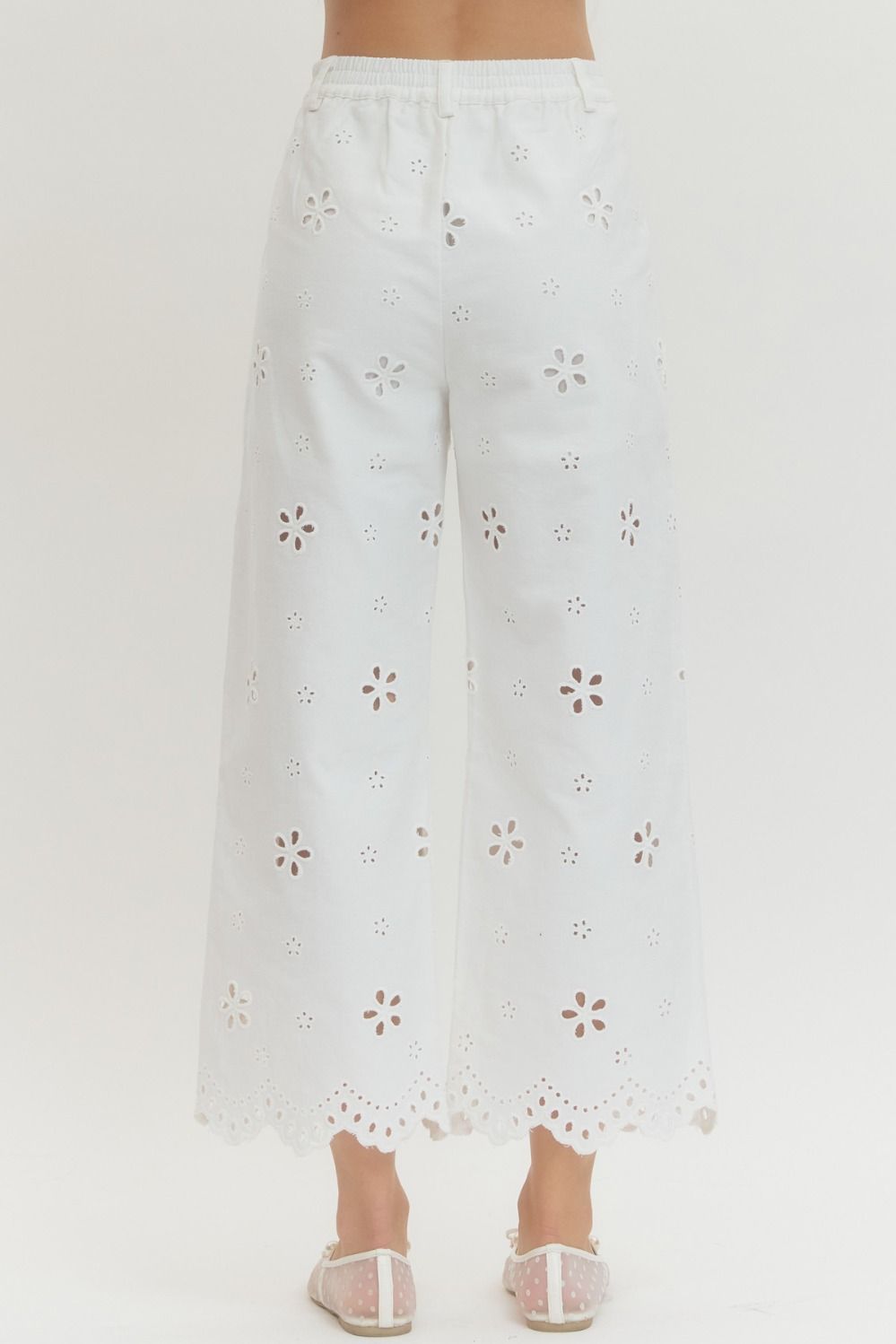 EYELET EMBROIDERED PANTS