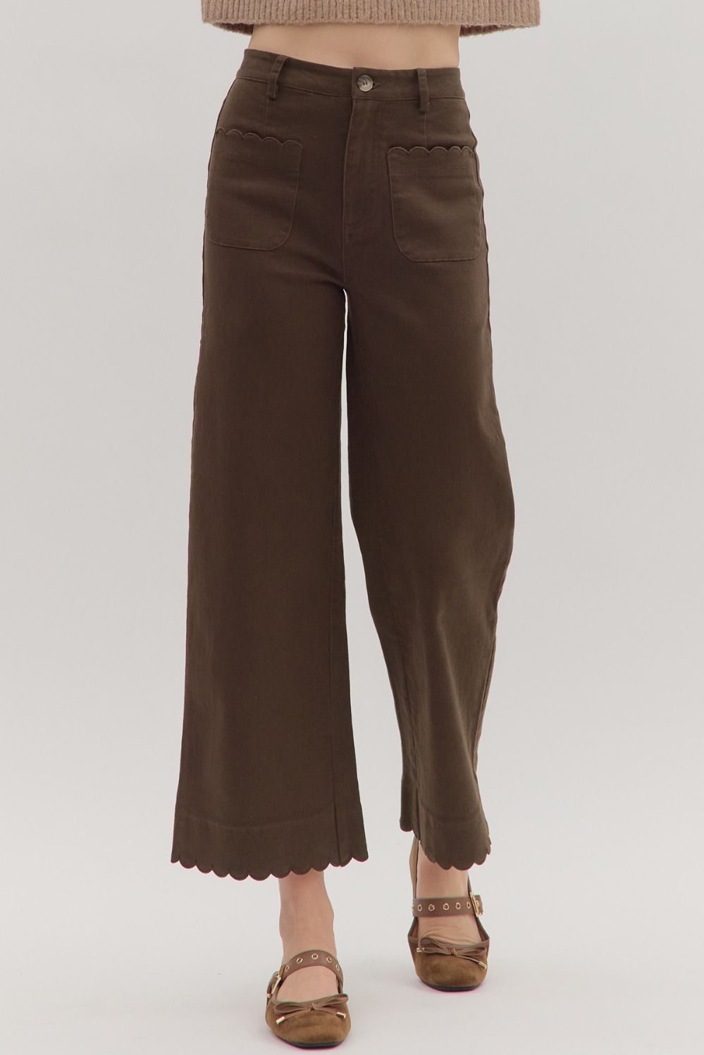 SCALLOP EDGE HIGH WAISTED PANTS