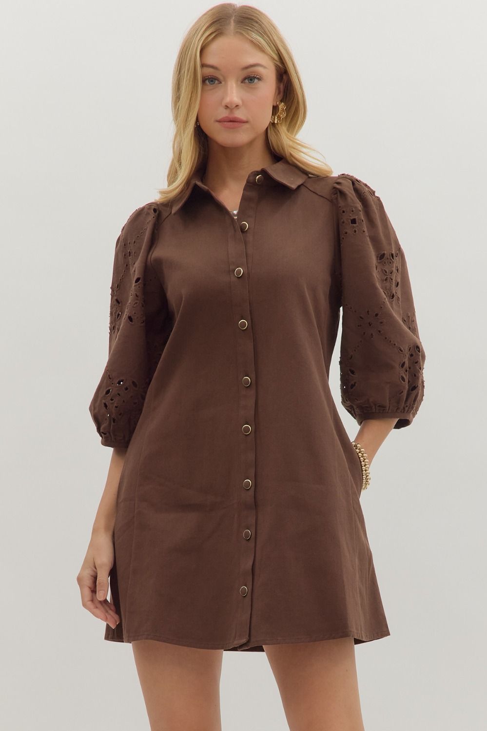 WATCH ME NOW EMBROIDERED MINI DRESS