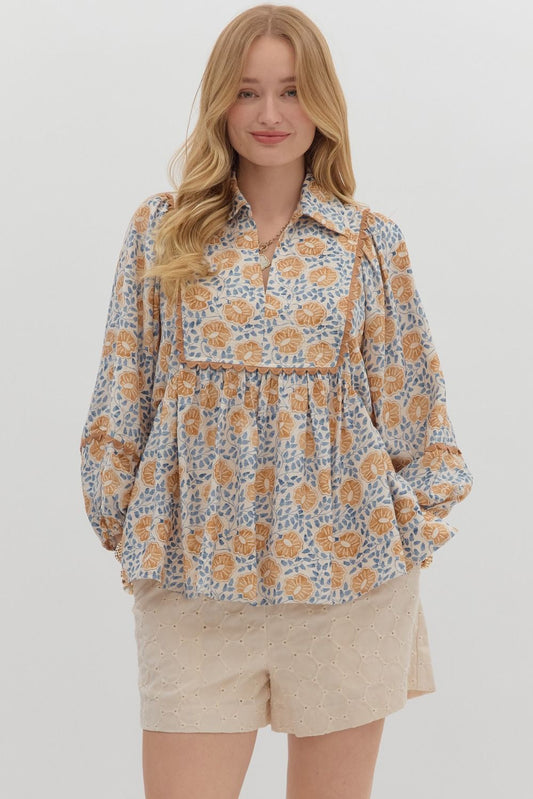 HOLDING TIGHT FLORAL BLOUSE TOP
