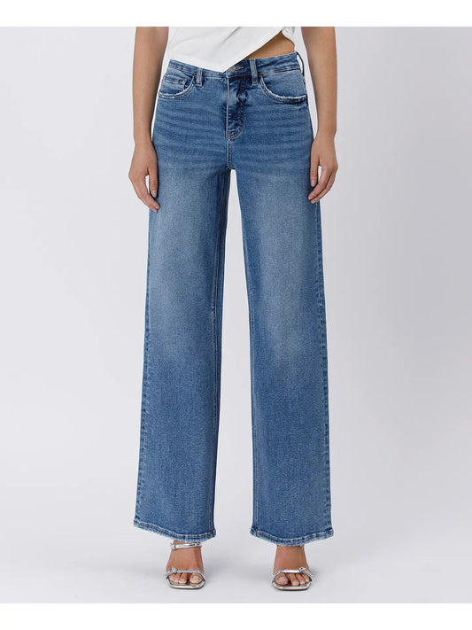 TUMMY CONTROL BAGGEY WIDE LEG JEANS