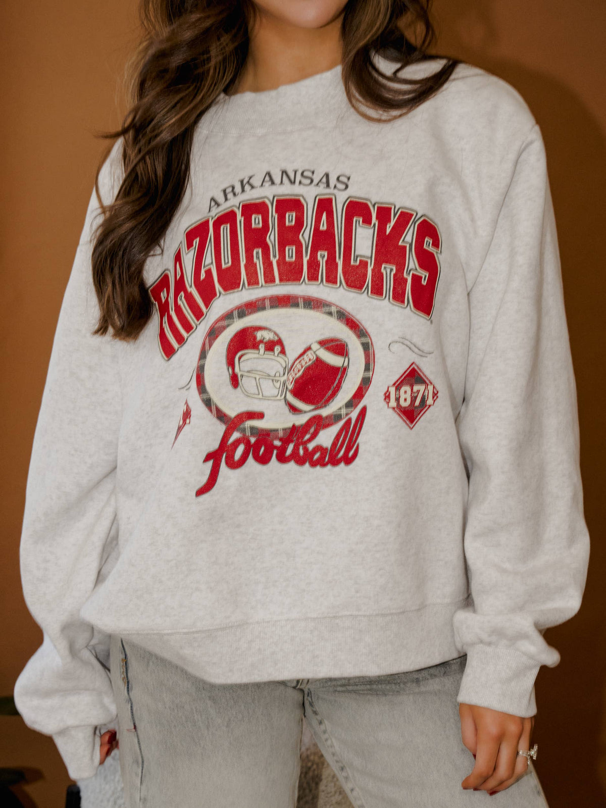 Arkansas Razorbacks Gridiron Gray Wknd Mock Neck Sweatshirt